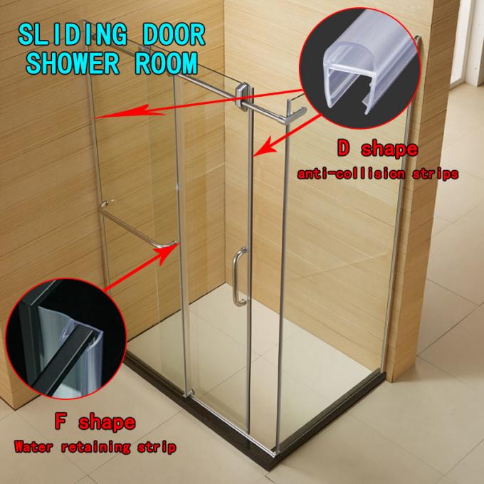 Frameless Sliding Shower Door Vertical Seal Strip PVC Water Retaining Fittings