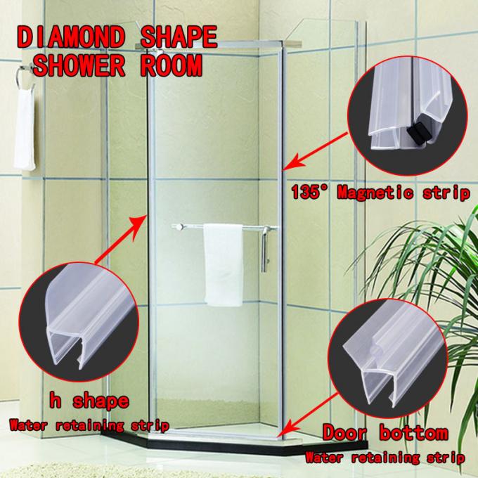 Frameless Sliding Shower Door Vertical Seal Strip PVC Water Retaining