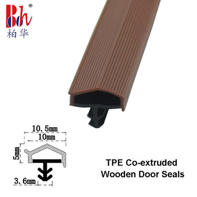 High Resilience Co-Extruded Wooden Door Seal Strips TPE Door Weather Seal Strip Brown