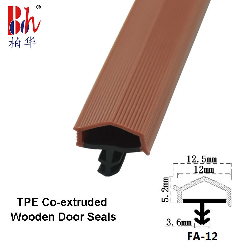 Red Brown Color Wooden Door Seal Strips TPE Weatherstripings Door