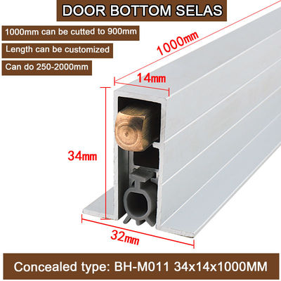 Concealed T Type Hidden Groove Automatic Drop Down Door Seal With Side Edge 1000mm