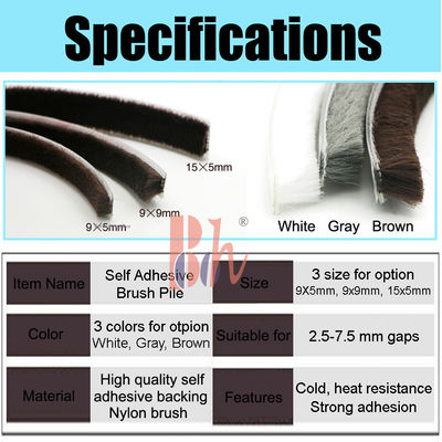 15x5mm Self Adhesive Weather Stripping Brush Sealing Wool Pile Draught Excluder