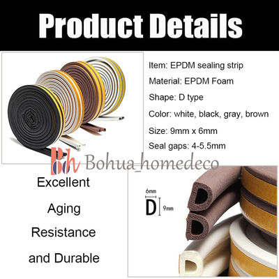 Multifunction EPDM Rubber Seals Self Adhesive Foam Weatherstrips Draught Excluder