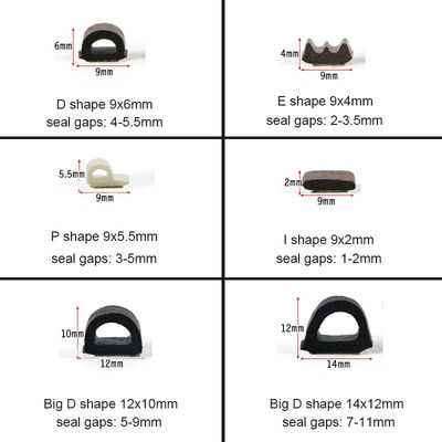 OEM E Shape EPDM Rubber Seals Epdm Rubber Door Seal 9x4mm