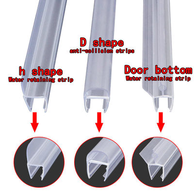PVC Transparent Glass Shower Door Seal Strip H Shape Bathroom Water Retaining Strip