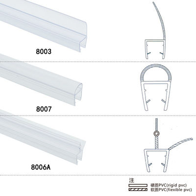 PVC Transparent Glass Shower Door Seal Strip H Shape Bathroom Water Retaining Strip