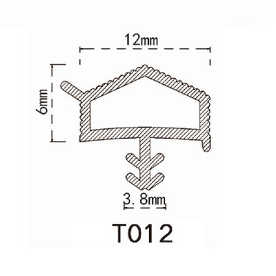 Roof Shaped Wooden Door Seal Strip Thermoplastic Elastomer Seals With Fin 12x6mm