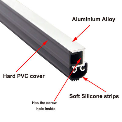 6063 Aluminum Door Bottom Seal Strip Screw Fixed With Silicone Rubber