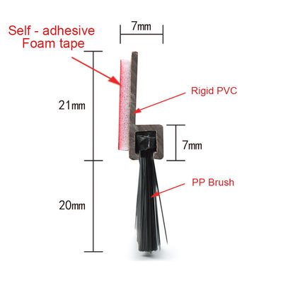 Self Adhesive Door Bottom Seal Strip Flexible Brush Type Door Sweep