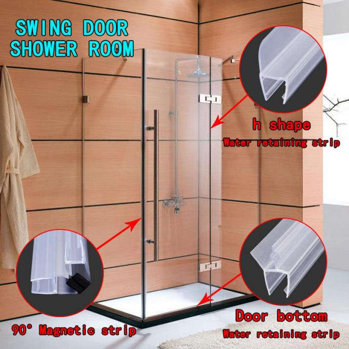 Frameless Sliding Shower Door Vertical Seal Strip PVC Water Retaining Fittings